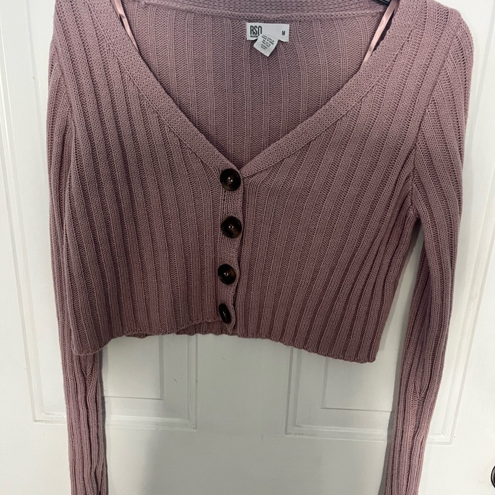 RSQ Dusty Pink Ribbed Cardigan